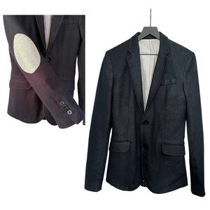 Zara Dark Blazer with Light Elbow Accents